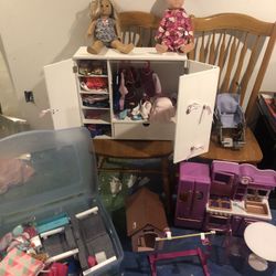 american girl doll and other doll set lot