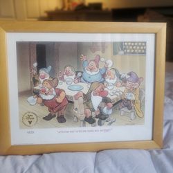 Framed Disney Exclusive Commemorative Lithograph 1994 Seven Dwarfs
