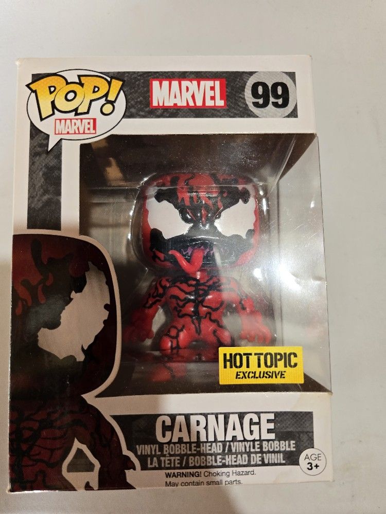 Funko Pop Marvel CARNAGE Hot Topic Exclusive Vinyl Figure 99 Vaulted Red Black