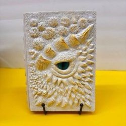 3D Dragon Eye Journal White Gold Fantasy Grimoire Hardcover Notebook Pre-Owned