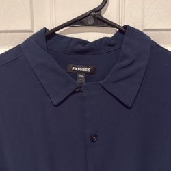 Dark Blue Short Sleeve Collared Shirt