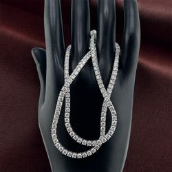 Luxurious 12 Carat Lab Grown Diamond Tennis Necklace in 14k White Gold, 16 Inches
