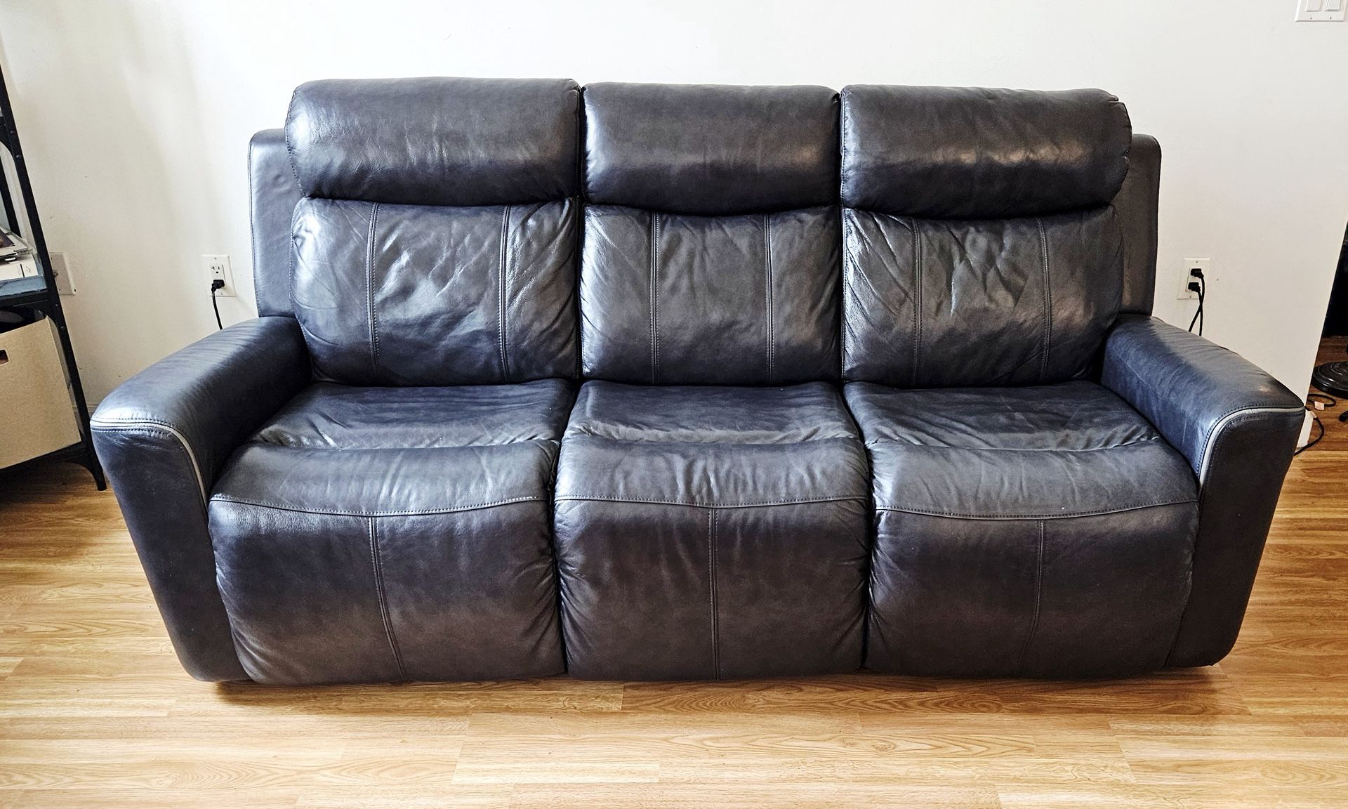 Black Leather Power Reclining Sofa