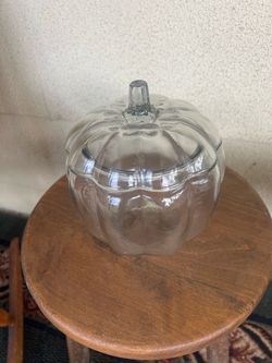 Clear Glass Pumpkin Cookie Jar with Lid