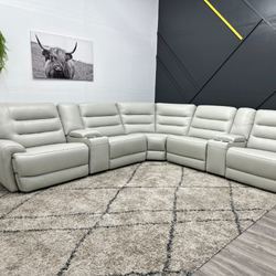 White Leather Sectional Couch - Free Delivery 