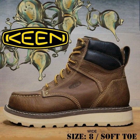 New KEEN Utility Men's Cincinnati 6" Leather Soft Toe Work Boots Botas Size: 8 wide