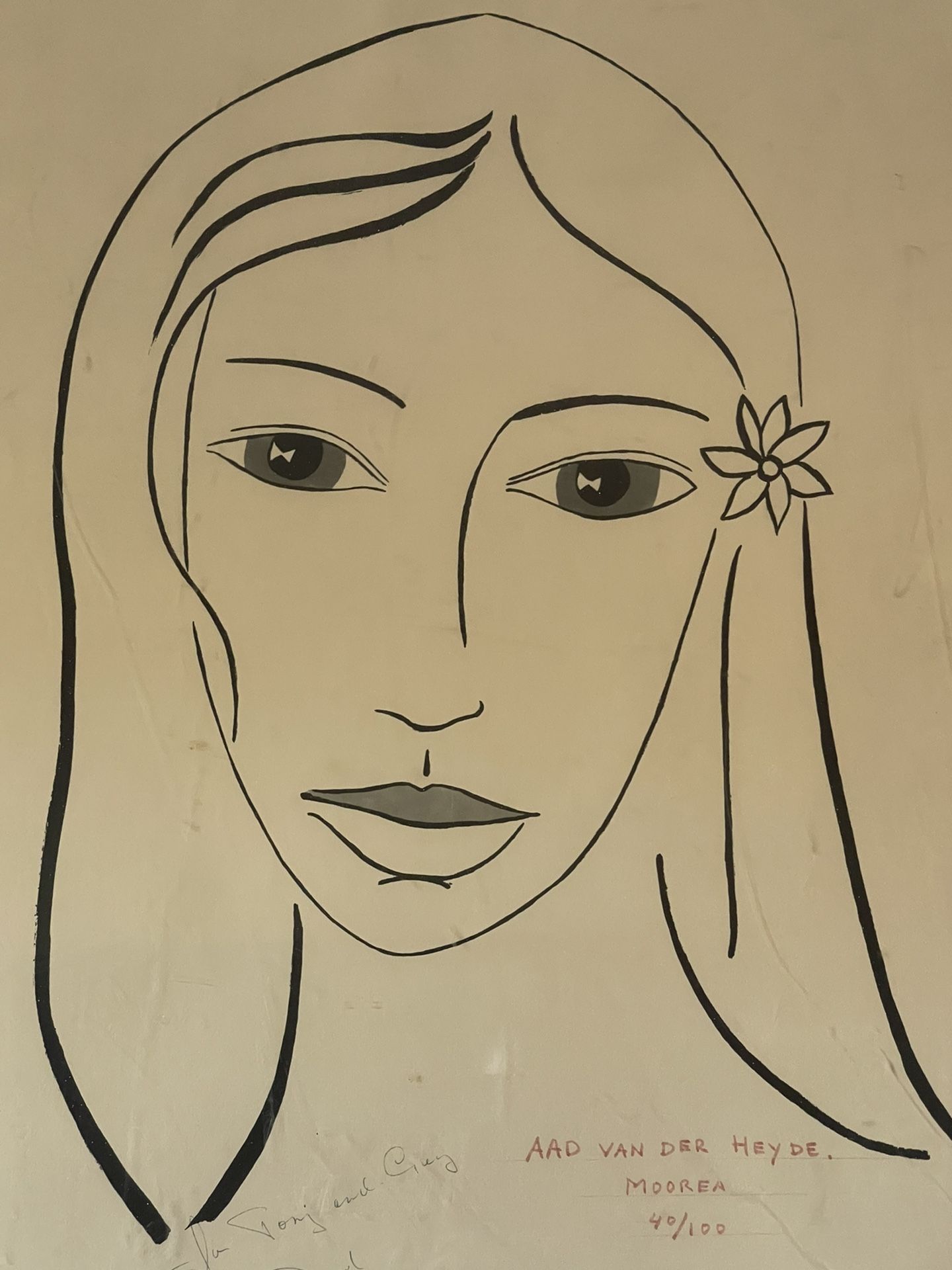 ADD VAN DER HEYDE DUTCH MODERN WOMAN LITHOGRAPH PORTRAIT VINTAGE CUBST GIRL