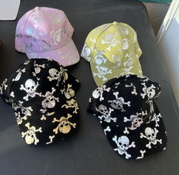 Skull Design On Hats. 4 Total. ……NEW……