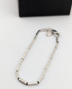 925 Sterling Silver 7.5" Square Blocks Link Bracelet