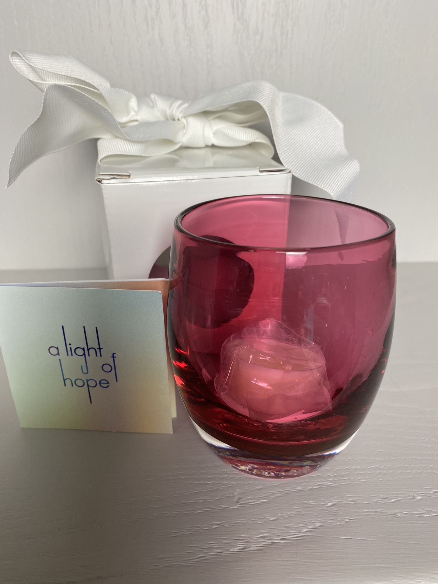Glassybaby Collectible Tea Light Votive Candle Holder Cranberry True Love