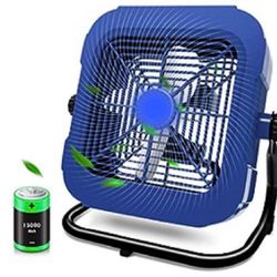 12 In Rechargeable Battery Powered Fan, Operated Outdoor Floor Fan, 15000 AMH Indoor/Outdoor Portable Camping Fan, 4500CFM, 360° Adjustable High Veloc