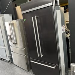 Black Stainless Kitchen Aid Built In 36” French Door Refrigerator 