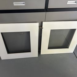 Modern White Cabinet With Clear Glass Door