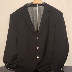 Azzaro Men's Suit Jacket Black W Light Blue & Gray Liner W Vents