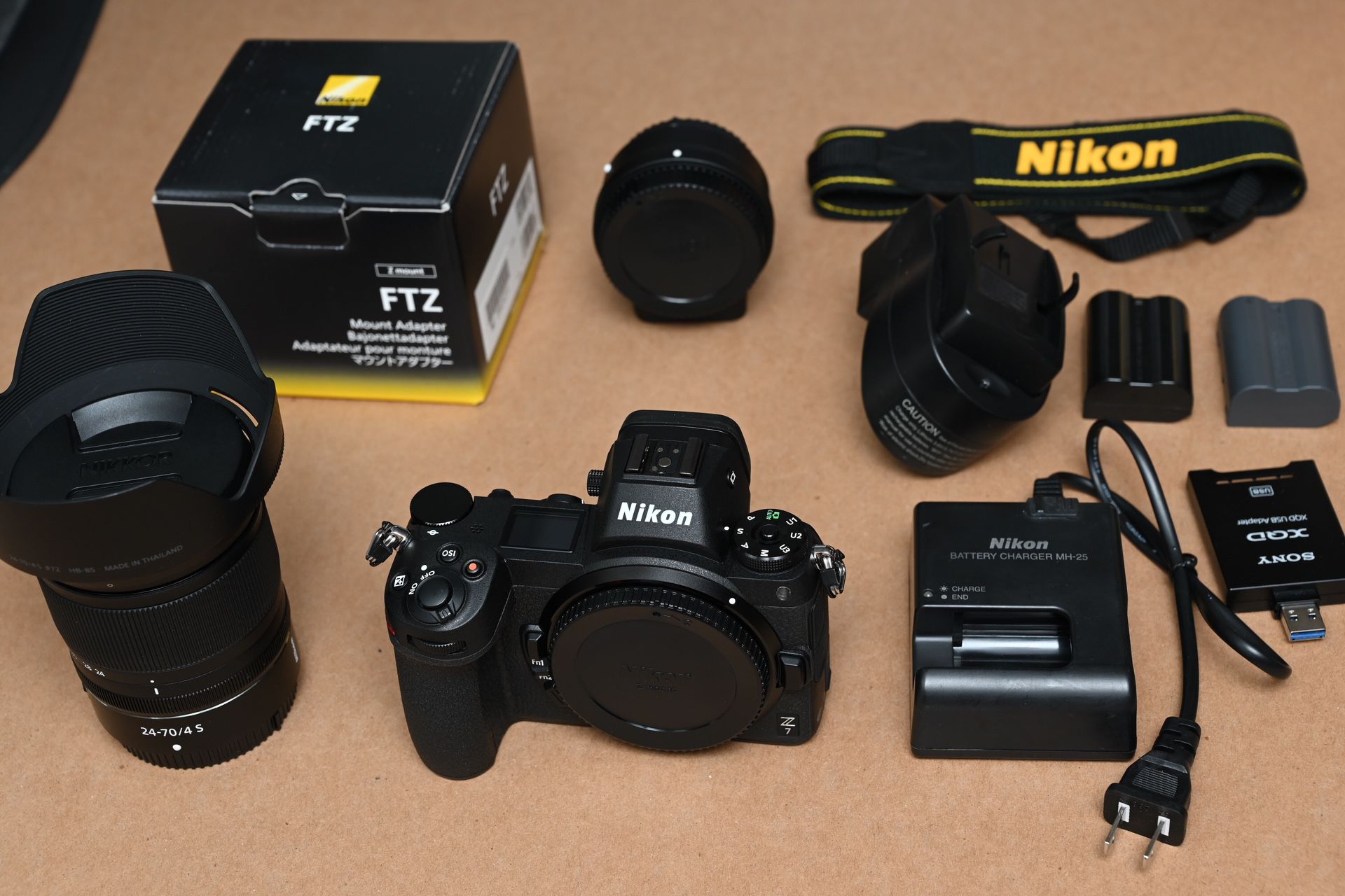 Nikon Z7 with 24-70mm lens and adapter