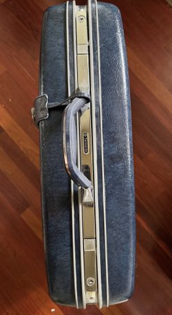 Samsonite Blue Hard-Shell Suitcase • Retro Train Case Luggage