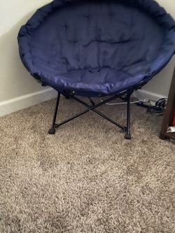 Large Moon Chair Folding Padded Outdoor Patio Indoor Living Room Blue