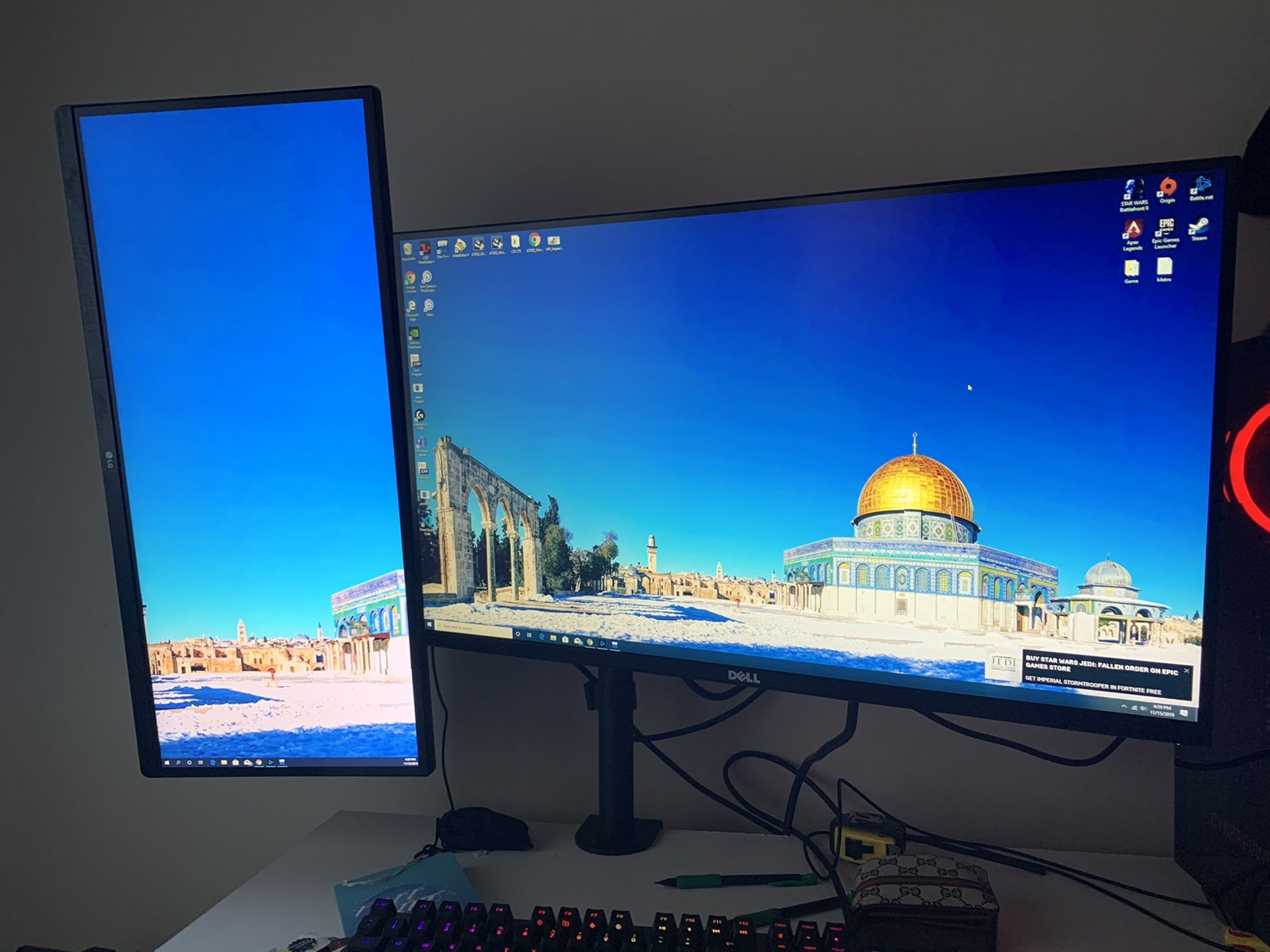 Dual monitor setup dell and lg ultrawide