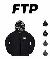 FTP Reversible AOP Logo Hoodie Black