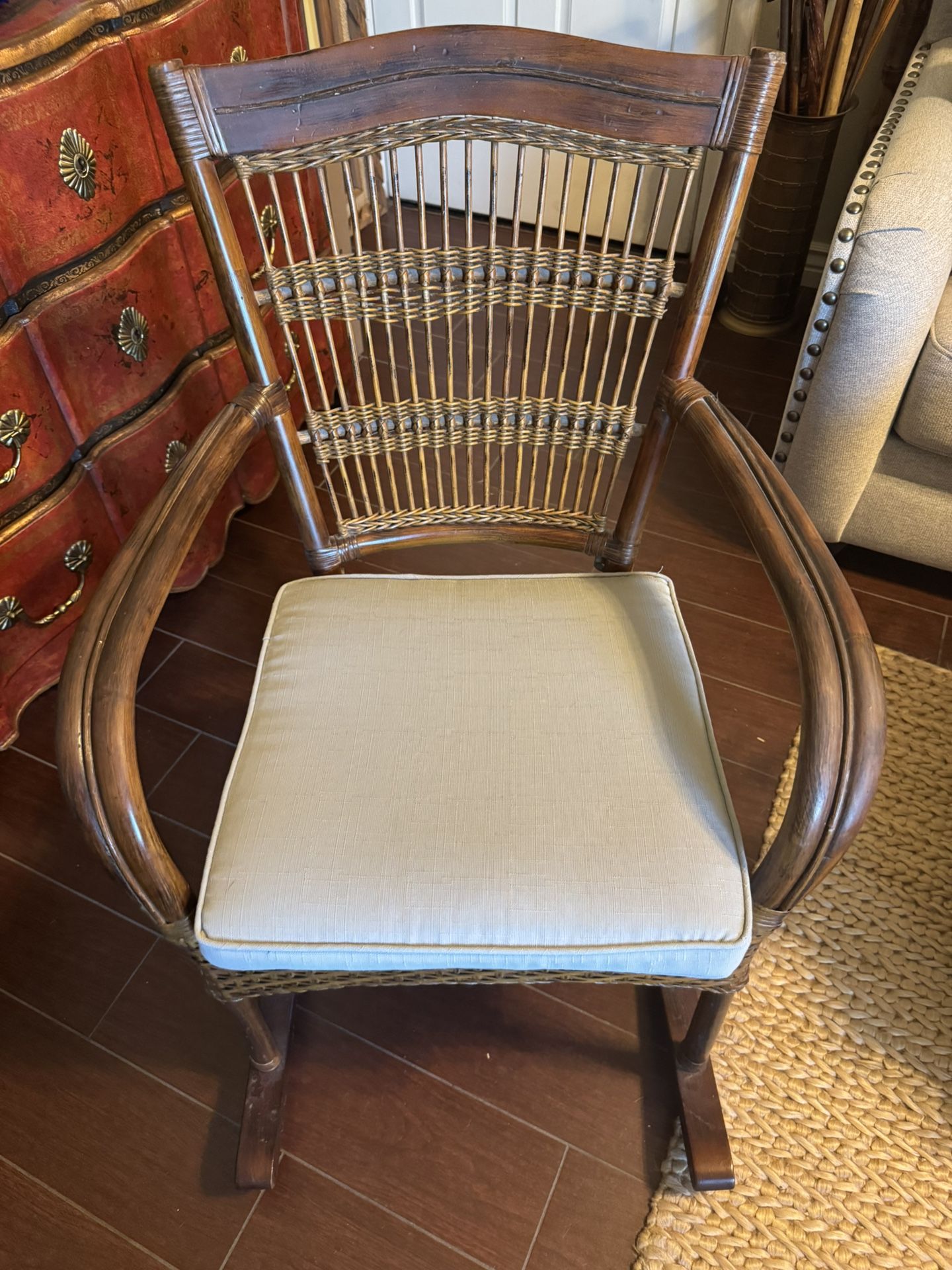 Pier 1 Bamboo & Rattan Rocking Chair