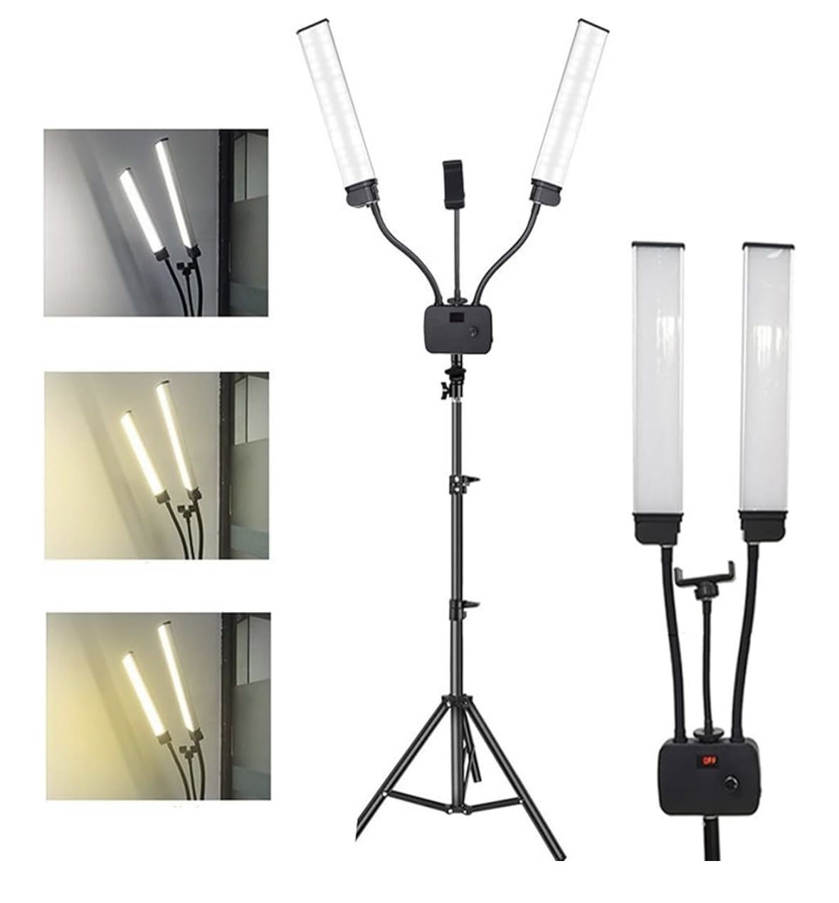 Adjustable Selfie Lash Light Flex Light Pro - Portable Dual LED Lamp with Tripod and Phone Holder Mount