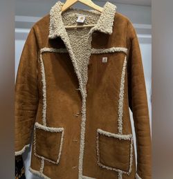 Carhartt Brown Teddy Jacket with Cream Accents