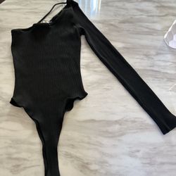 Black Asymmetrical Bodysuit 