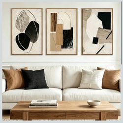Modern Abstract Wall Art – Set of 3 Framed Canvas Prints (36” x 24”) ✨
