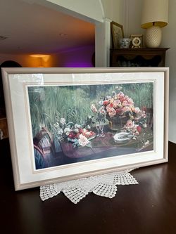 Vintage Framed Art Print by Kevin L. Liang – Romantic Garden Still Life