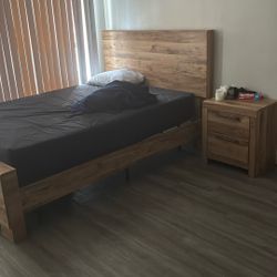 Wooded Bed And Dresser Set