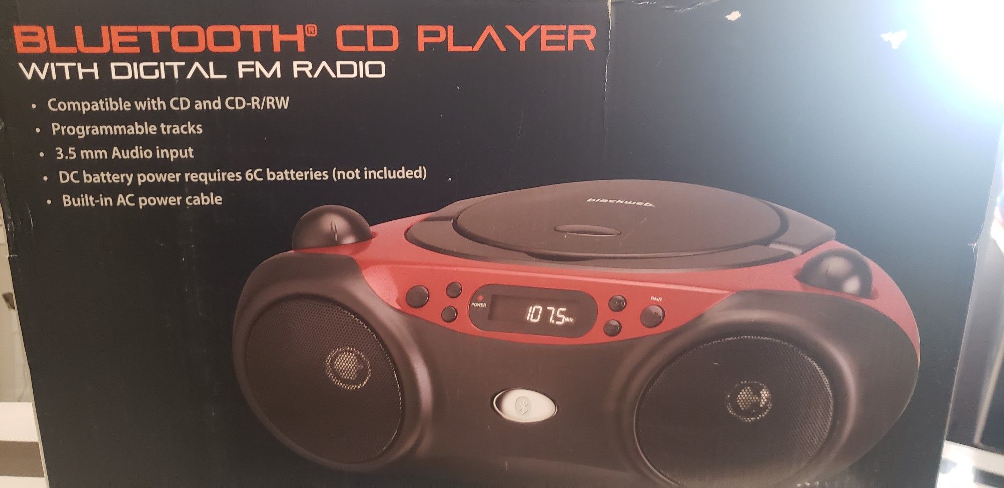 Black web Bluetooth mini stereo system/boom box