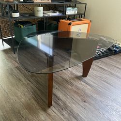 Triangle glass coffee table