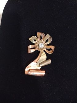 Vtg Copper Flower 🌺 Brooch