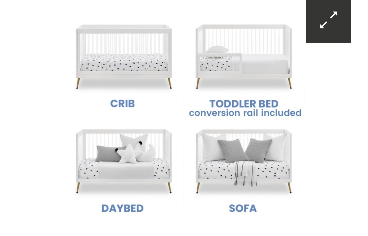 Delta Children 4-in-1 Acrylic Convertible Crib - White & Graco Premium Crib & Toddler Mattress 