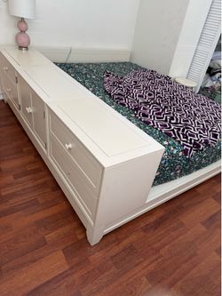 Pottery Barn queen size bed with storage