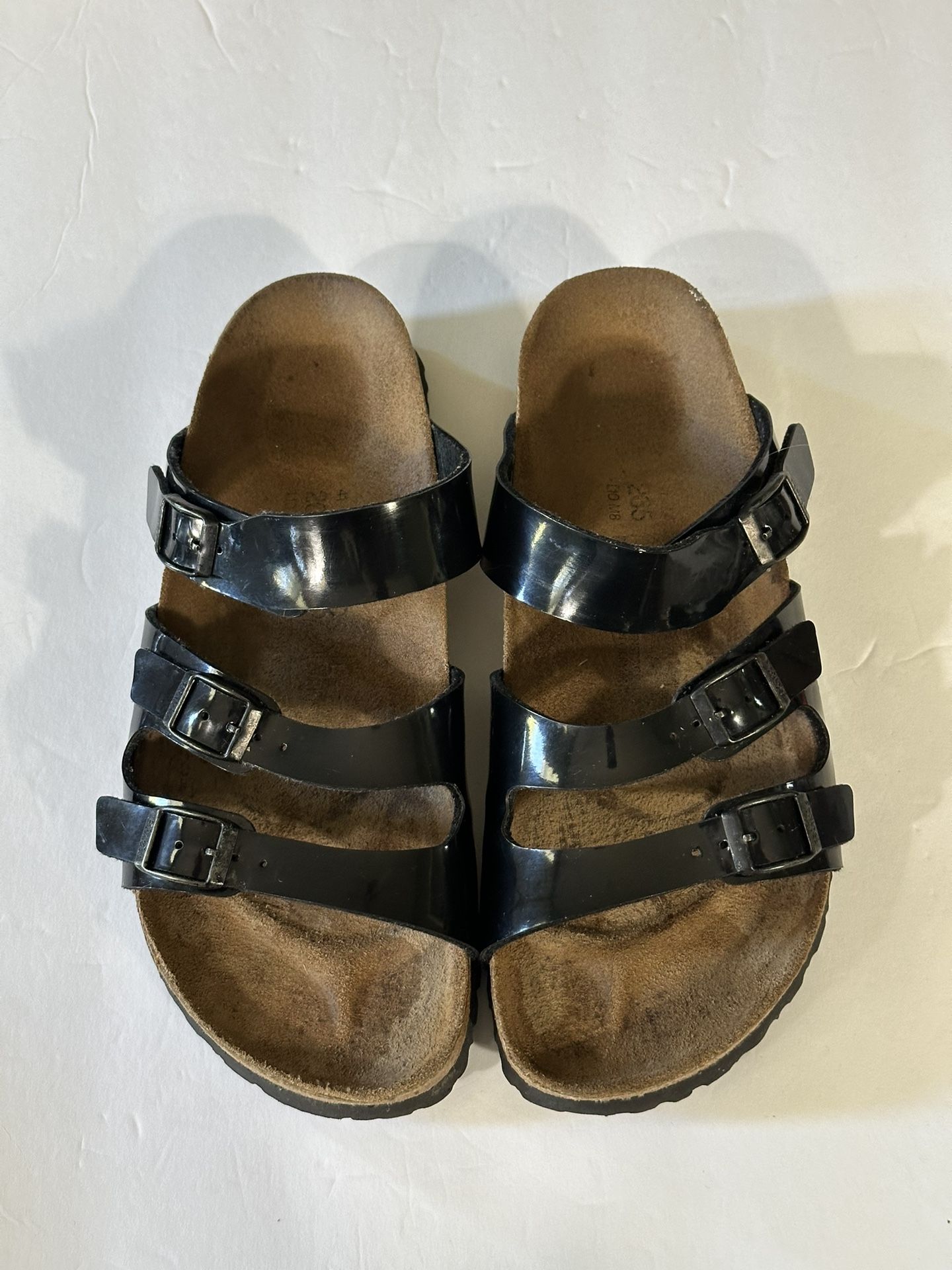 Birkenstock Florida 3 Strap Birkens Black Leather EU 41 US 10 Great Condition 