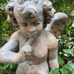 Ethereal Concrete Angel Garden Sculpture 43”x16”