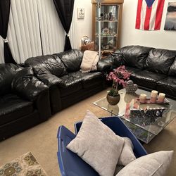 Leather sofa set, sofa, loveseat and chair 3pc Set