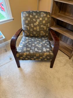 Upholstered Accent Chair with Wood Arms