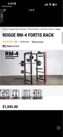 Rogué squat rack with bench and attachments