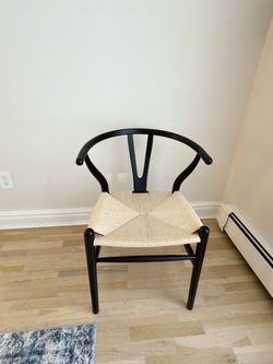 Set of 10 Rove Concepts Wishbone Chairs – Black Wood & Woven Seat