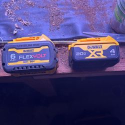 Dewalt 20v max Batteries 6AH Flex volt, 4AH XR