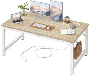 55 x 30 Inch Extra-Deep Computer Desk with Power Outlets