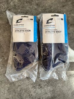2 Pack of Champro Professional Athletic Socks Size Large Navy