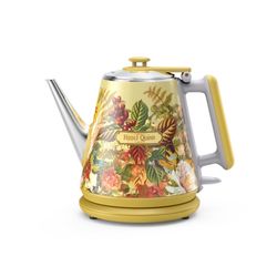 Hazel Quinn Retro X Eduardo Recife Collaboration Electric Kettle- 1 Litres / 34 Ounces Retro Small Tea Kettle, Double Wall, 304 Stainless Steel, 800W 