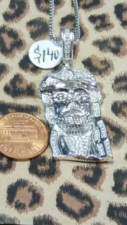 .925 sterling silver with CZ Diamond Jesus pendant only