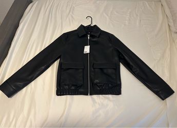 H&M Black Leather Zip Jacket