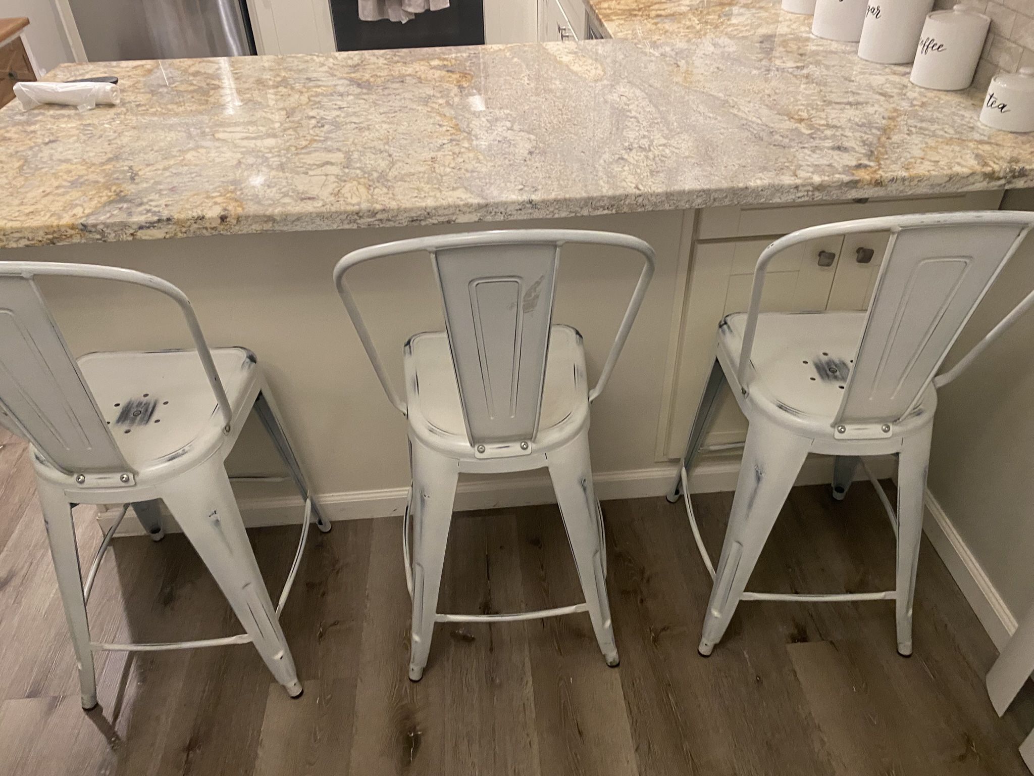 3 White Stool Set