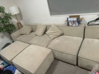 Beige Modular Sectional Sofa with Chaise