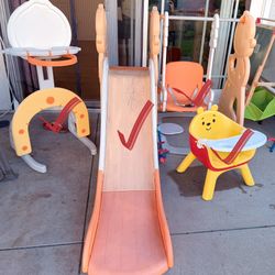 swing Set with Basketball Hoop and a removable table